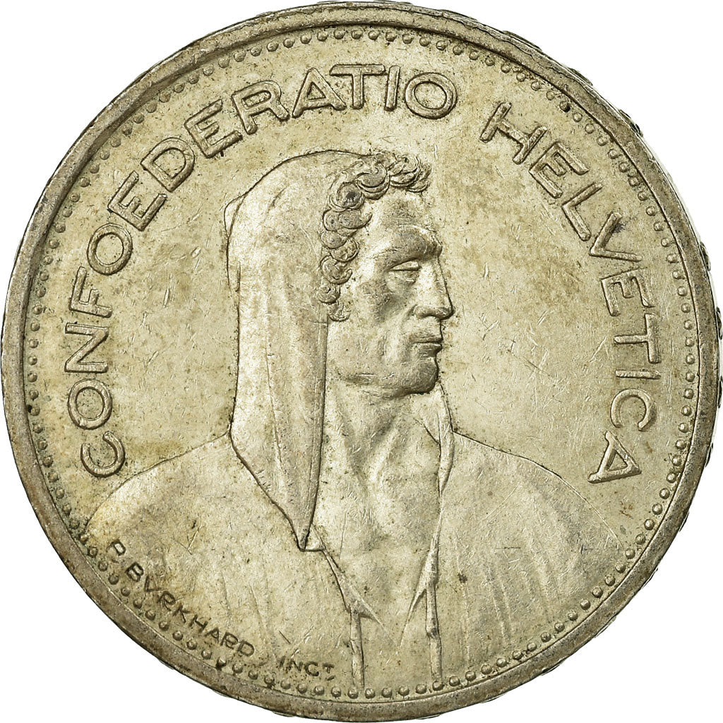 Coin, Switzerland, 5 Francs, 1954, Bern, EF(40-45), Silver, KM:40
