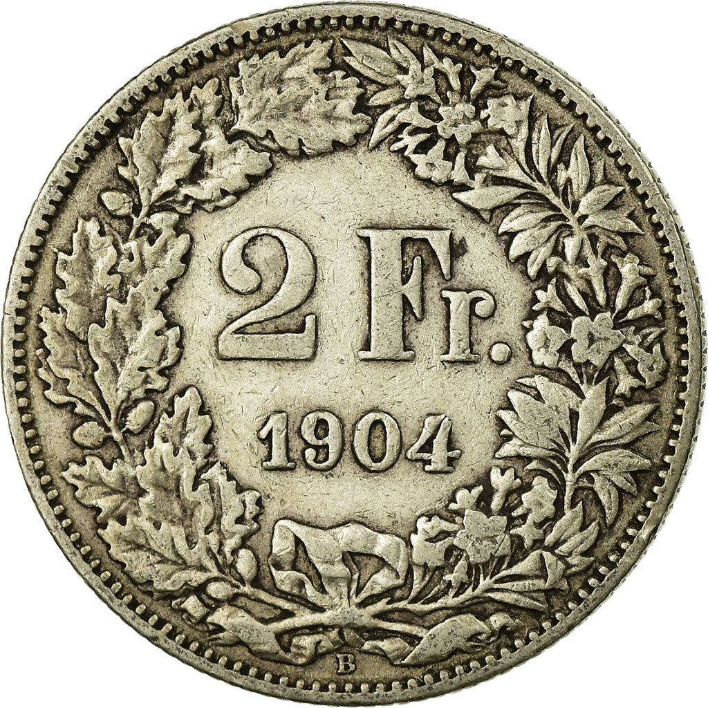 Coin, Switzerland, 2 Francs, 1904, Bern, VF(30-35), Silver, KM:21