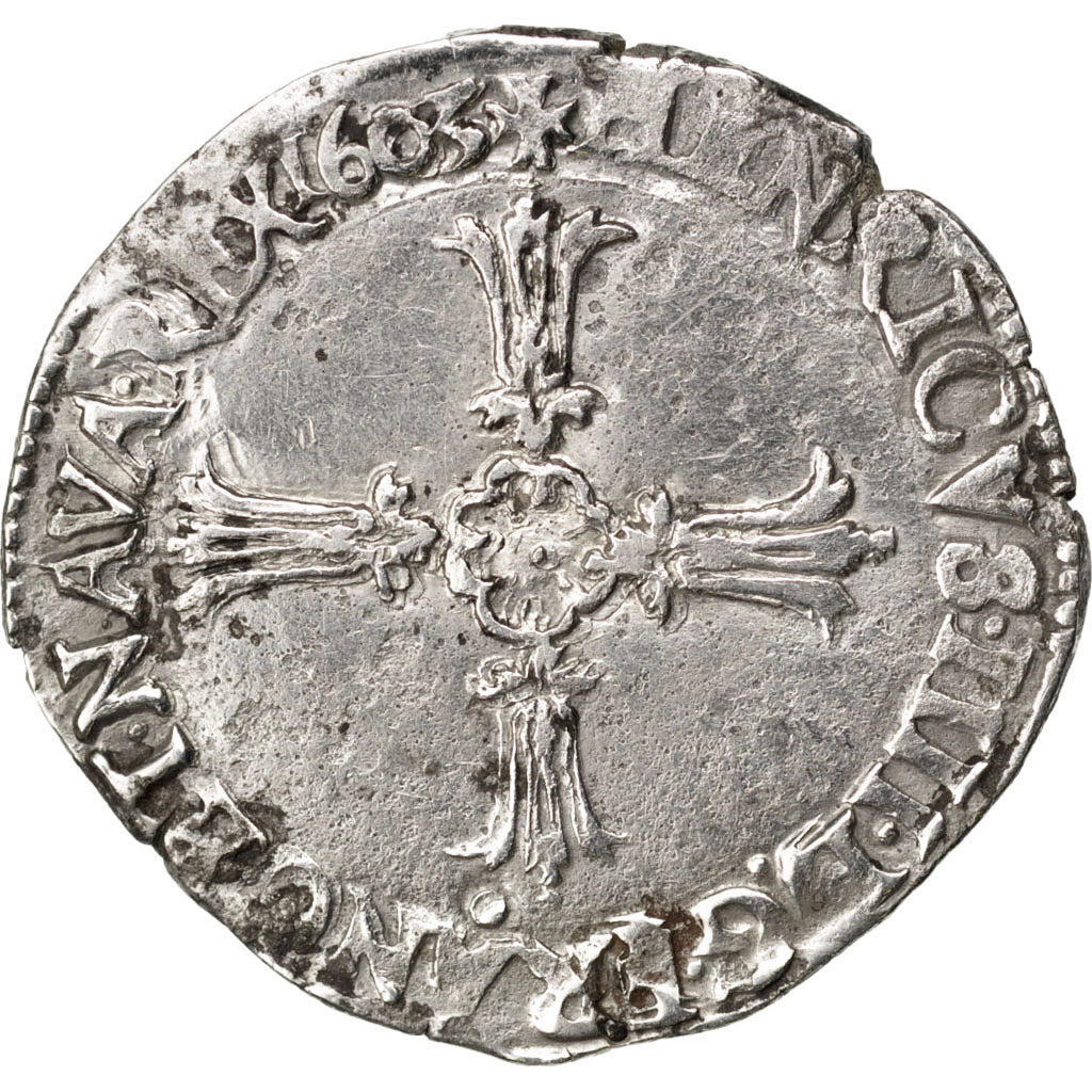FRANCE, 1/4 Ecu, 1603, Nantes, VF(30-35), Silver, Duplessy #1224, 9.44
