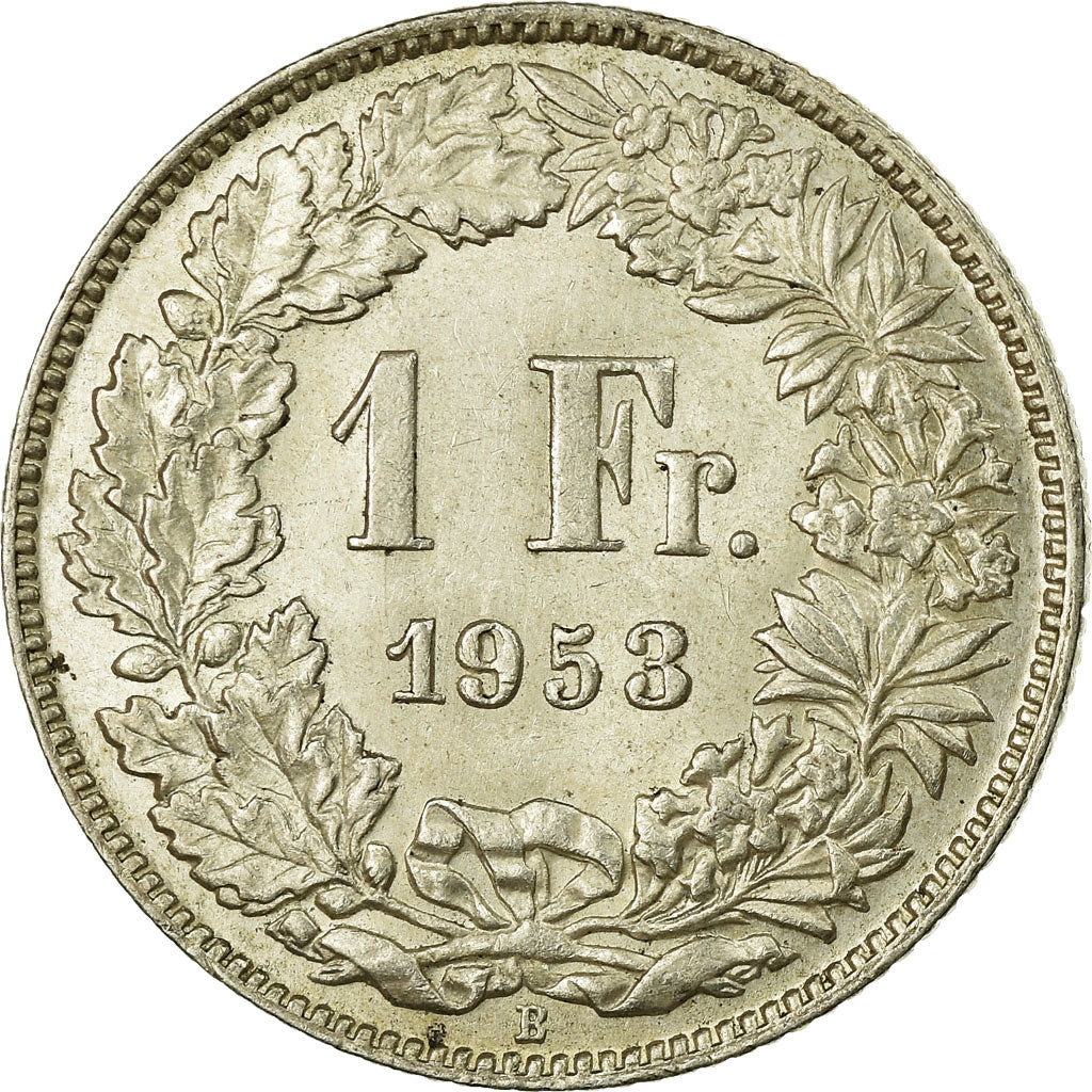 Coin, Switzerland, Franc, 1953, Bern, AU(55-58), Silver, KM:24