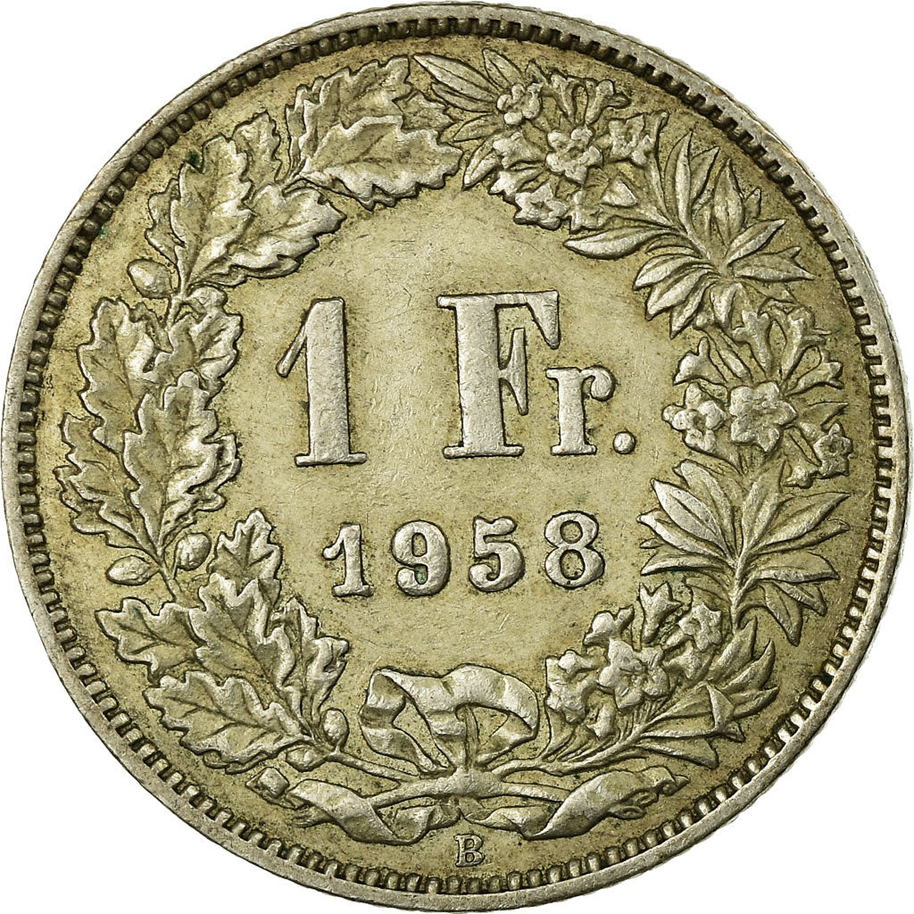 Coin, Switzerland, Franc, 1958, Bern, EF(40-45), Silver, KM:24