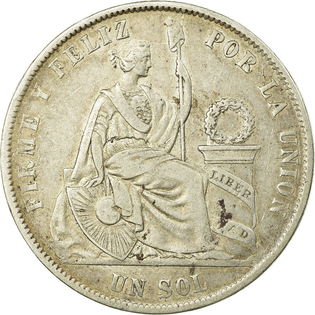 Coin, Peru, SOUTH PERU, Sol, 1870, Lima, EF(40-45), Silver, KM:196.3