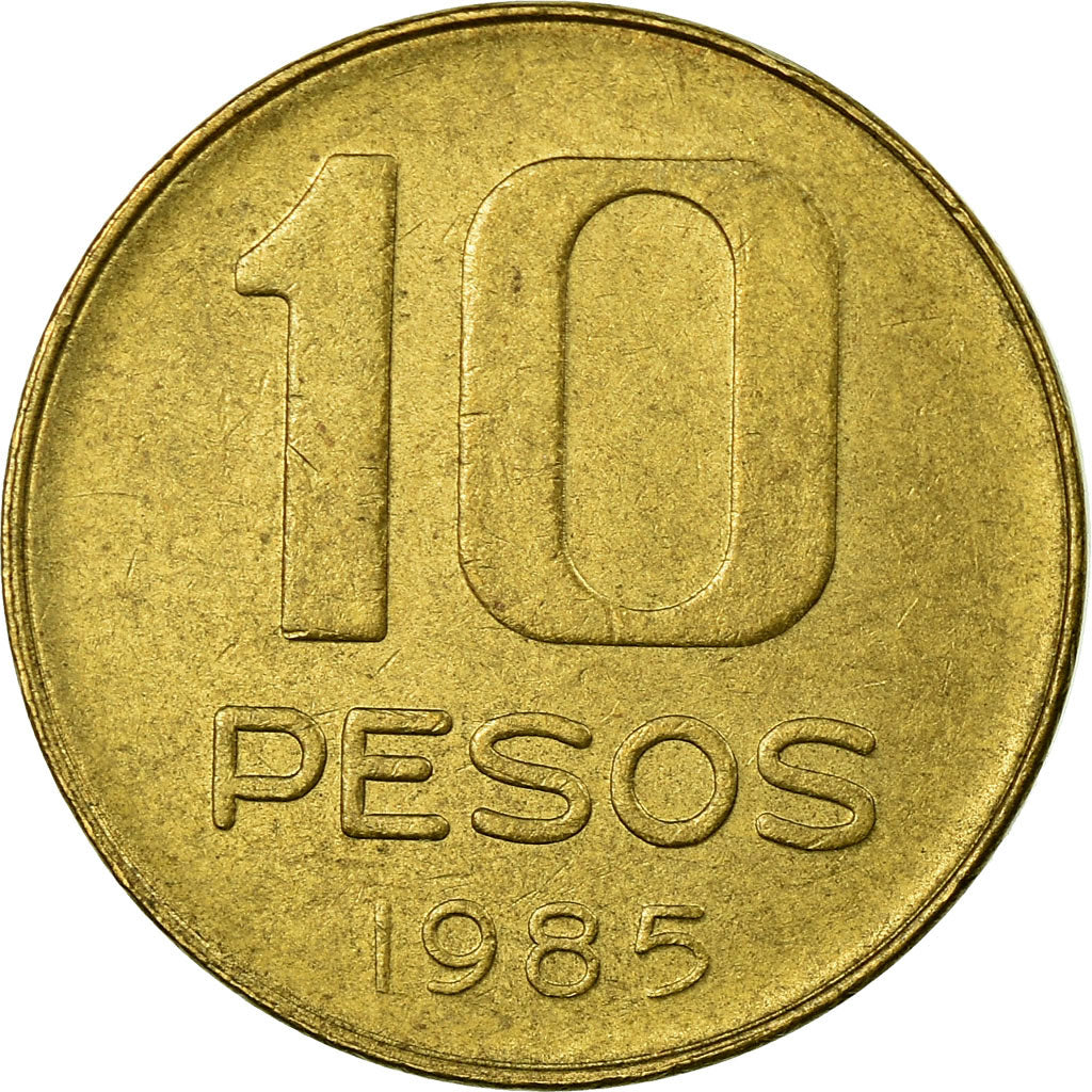 Coin, Argentina, 10 Pesos, 1985, EF(40-45), Brass, KM:93