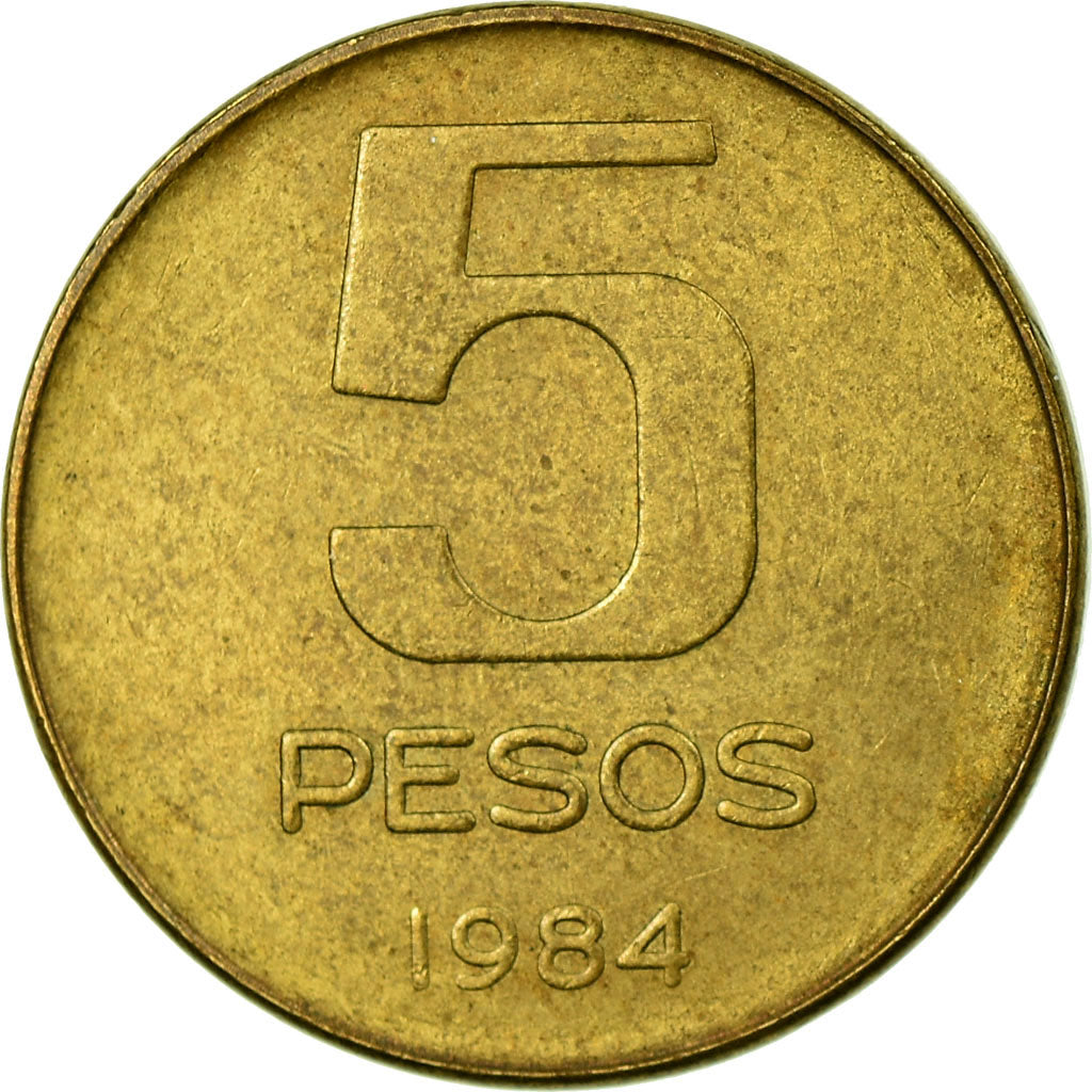 Coin, Argentina, 5 Pesos, 1984, EF(40-45), Brass, KM:92