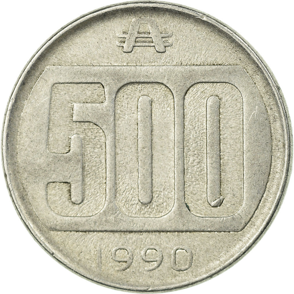 Moneda, Argentina, 500 Australes, 1990, MBC, Aluminio, KM:104