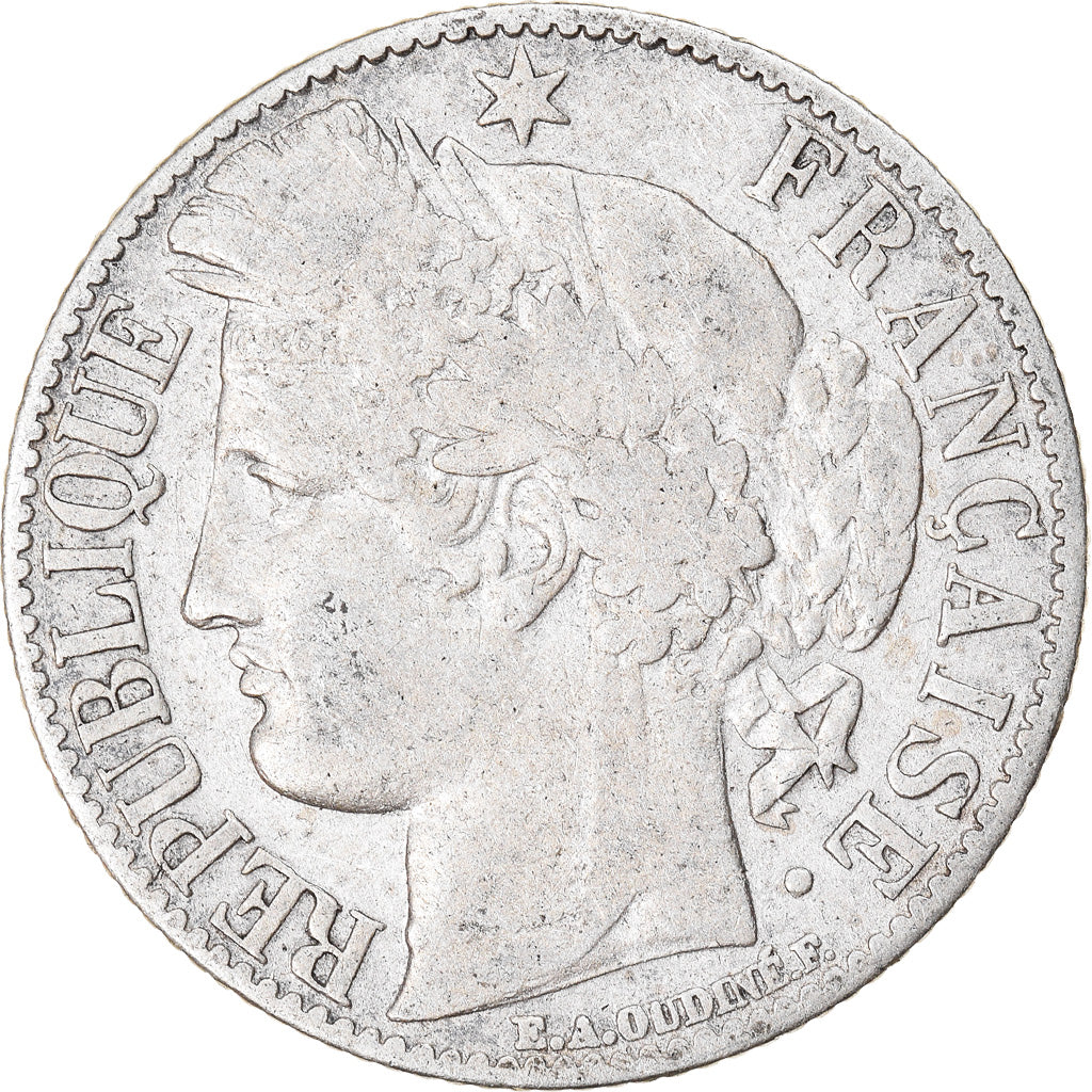 Coin, France, Cérès, Franc, 1872, Bordeaux, VF(30-35), Silver, KM:822.2