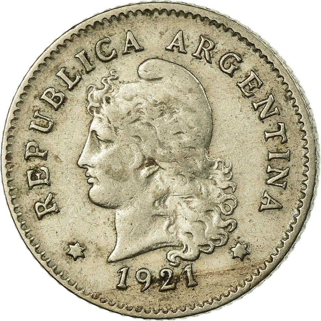 Coin, Argentina, 10 Centavos, 1921, EF(40-45), Copper-nickel, KM:35