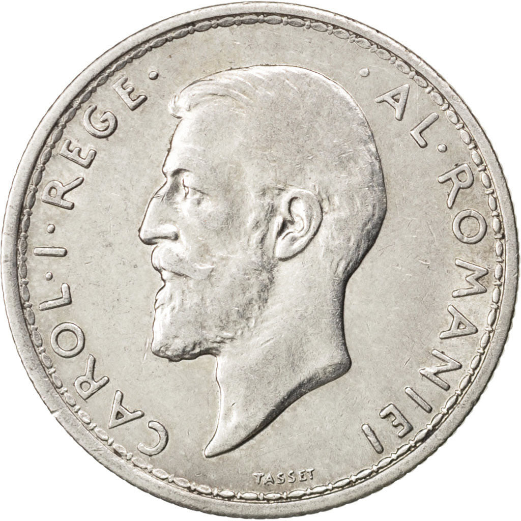 ROMANIA, 2 Lei, 1914, KM #43, AU(50-53), Silver, 27, 9.99