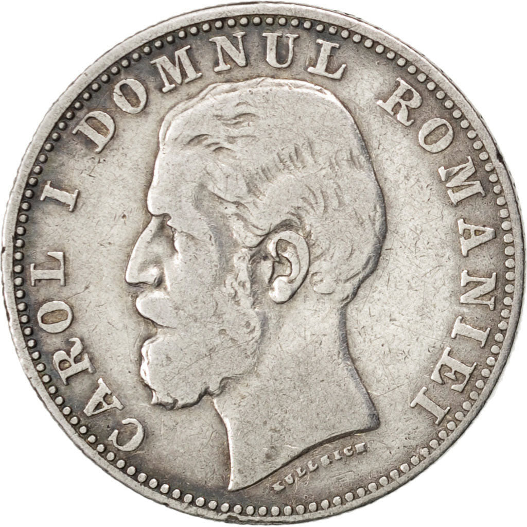 ROMANIA, Leu, 1881, Vienne, KM #14, VF(30-35), Silver, 4.82
