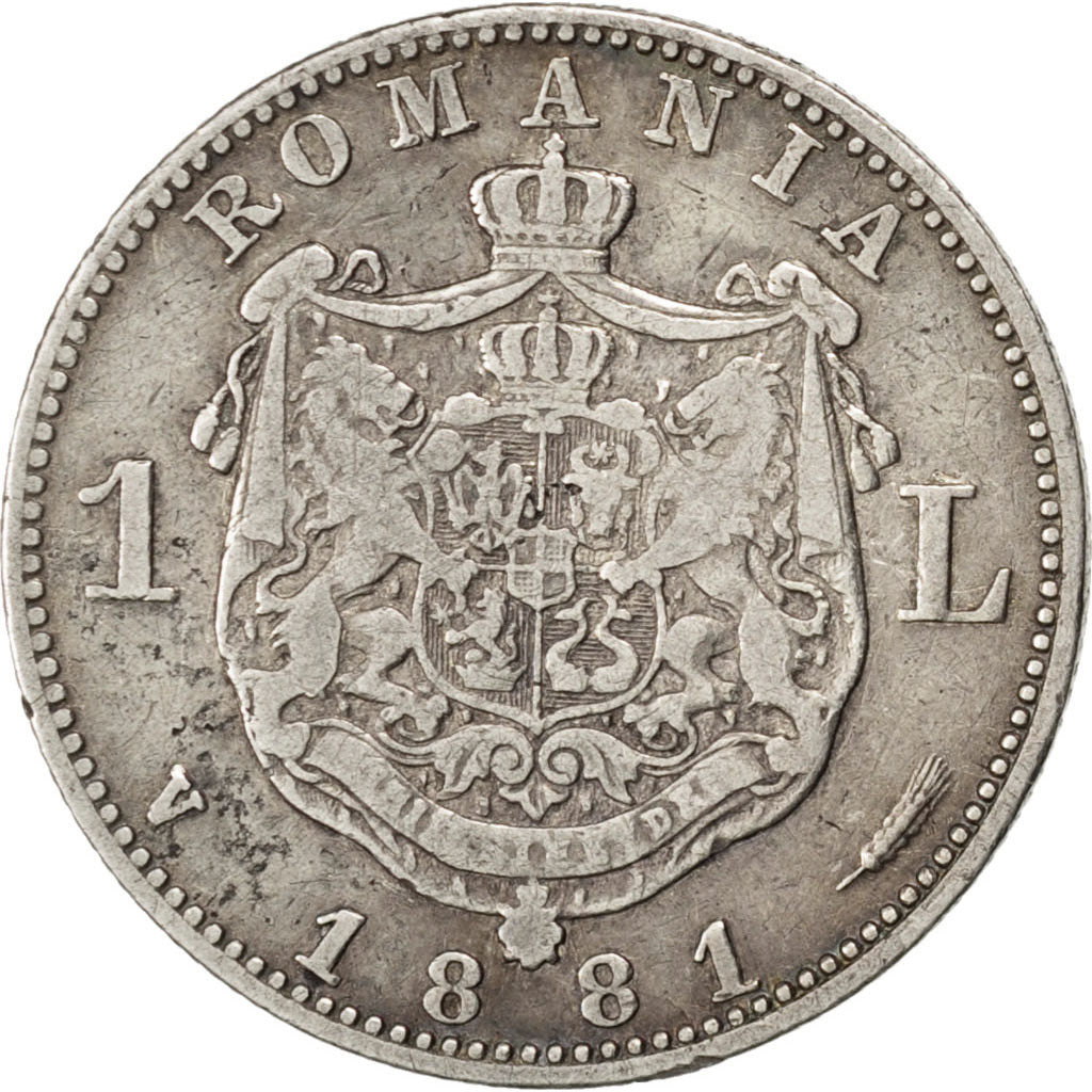 ROMANIA, Leu, 1881, Vienne, KM #14, VF(30-35), Silver, 4.82