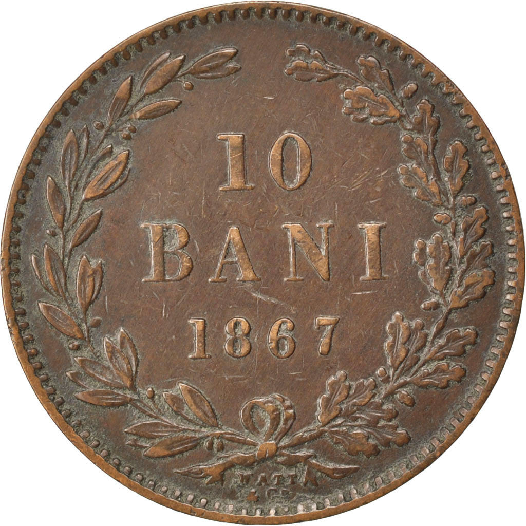 Coin, Romania, Carol I, 10 Bani, 1867, EF(40-45), Copper, KM:4.2