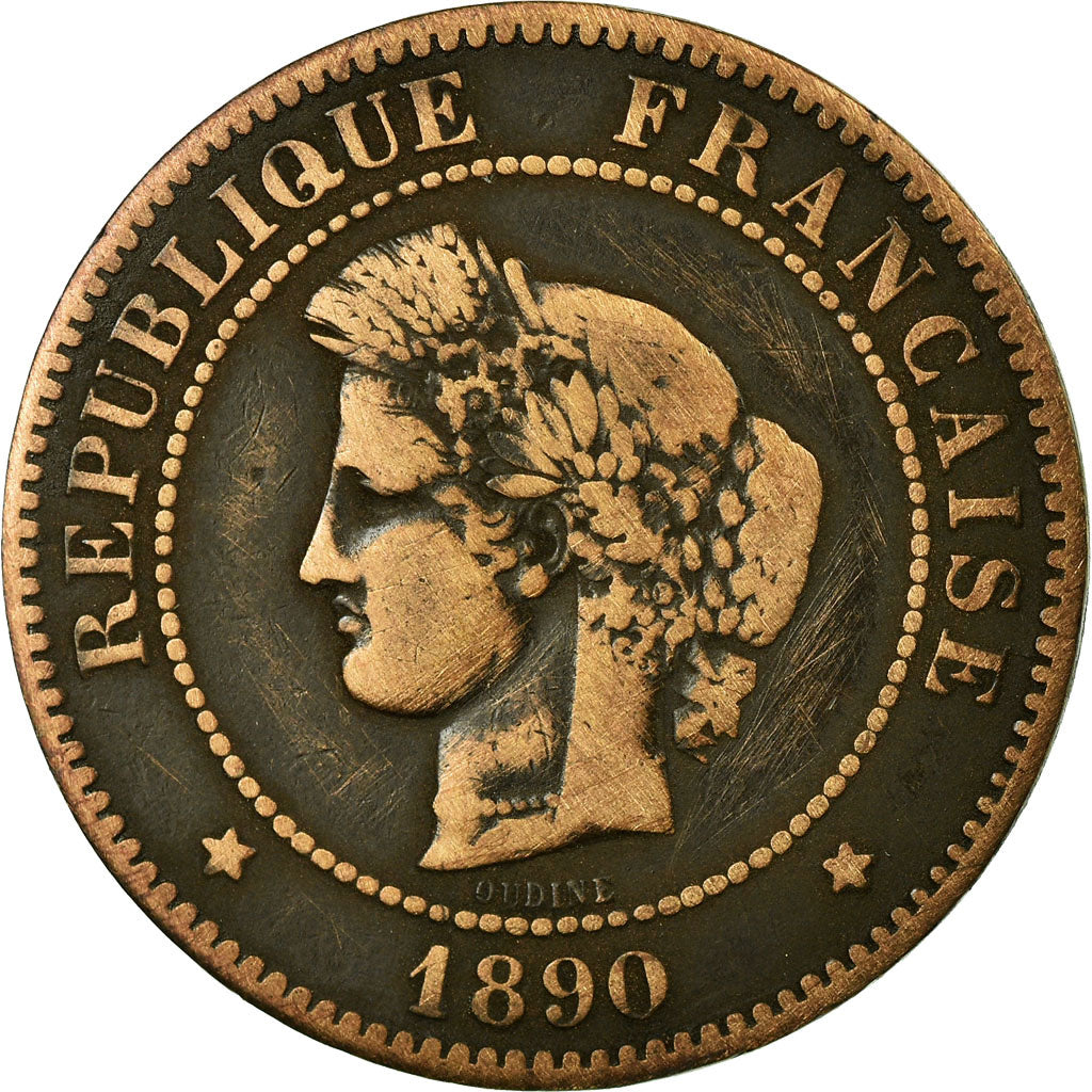 Monnaie, France, Cérès, 5 Centimes, 1890, Paris, TB, Bronze, Gadoury:165