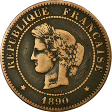 Monnaie, France, Cérès, 5 Centimes, 1890, Paris, TB, Bronze, Gadoury:165