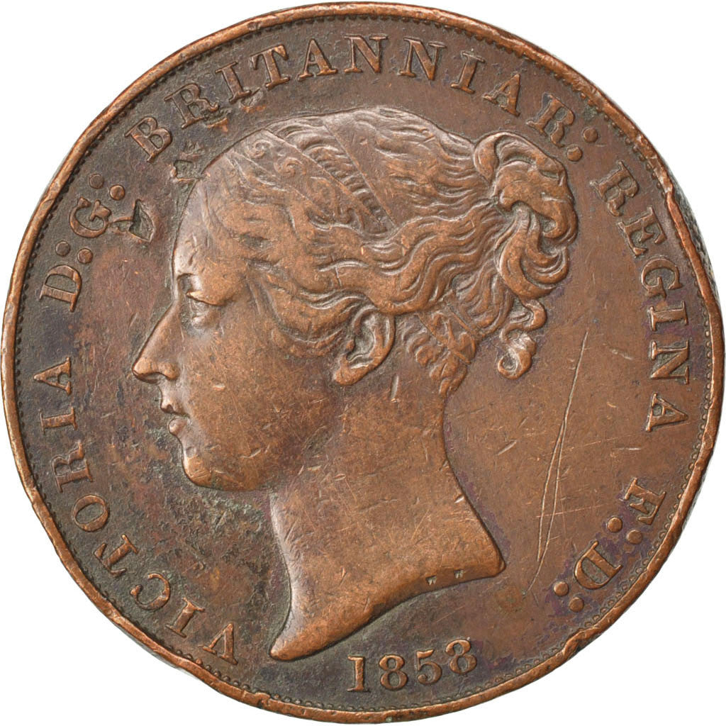 JERSEY, 1/13 Shilling, 1858, KM #3, EF(40-45), Copper, 17.36
