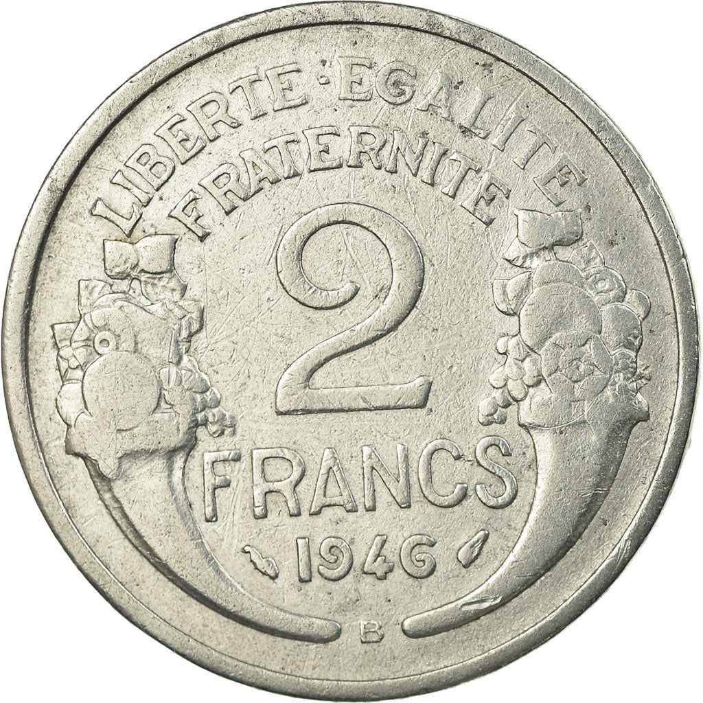 Coin, France, Morlon, 2 Francs, 1946, Beaumont - Le Roger, EF(40-45), Aluminum