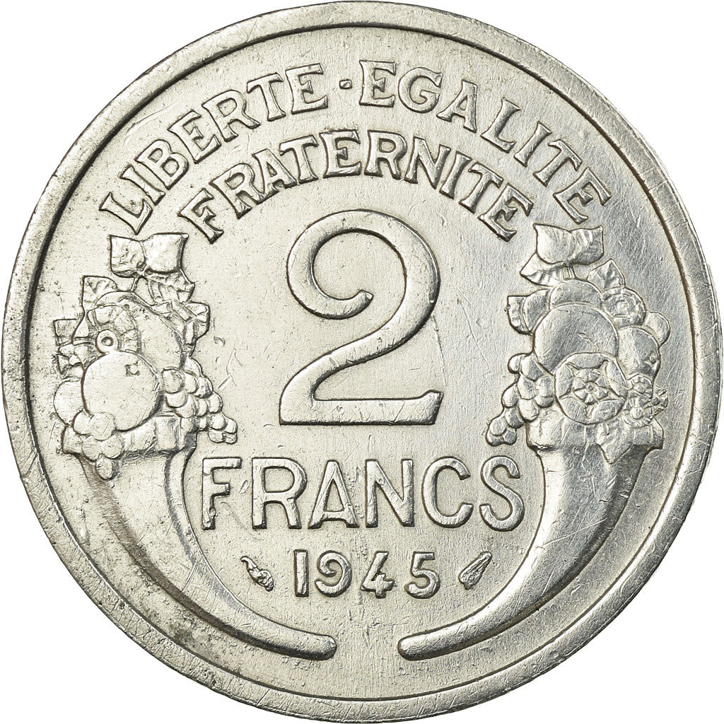 Münze, Frankreich, Morlon, 2 Francs, 1945, Paris, SS, Aluminium, KM:886a.1