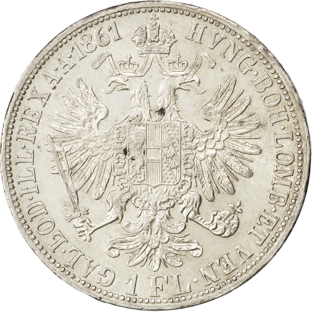 AUSTRIA, Florin, 1861, Vienne, KM #2219, AU(55-58), Silver, 12.37