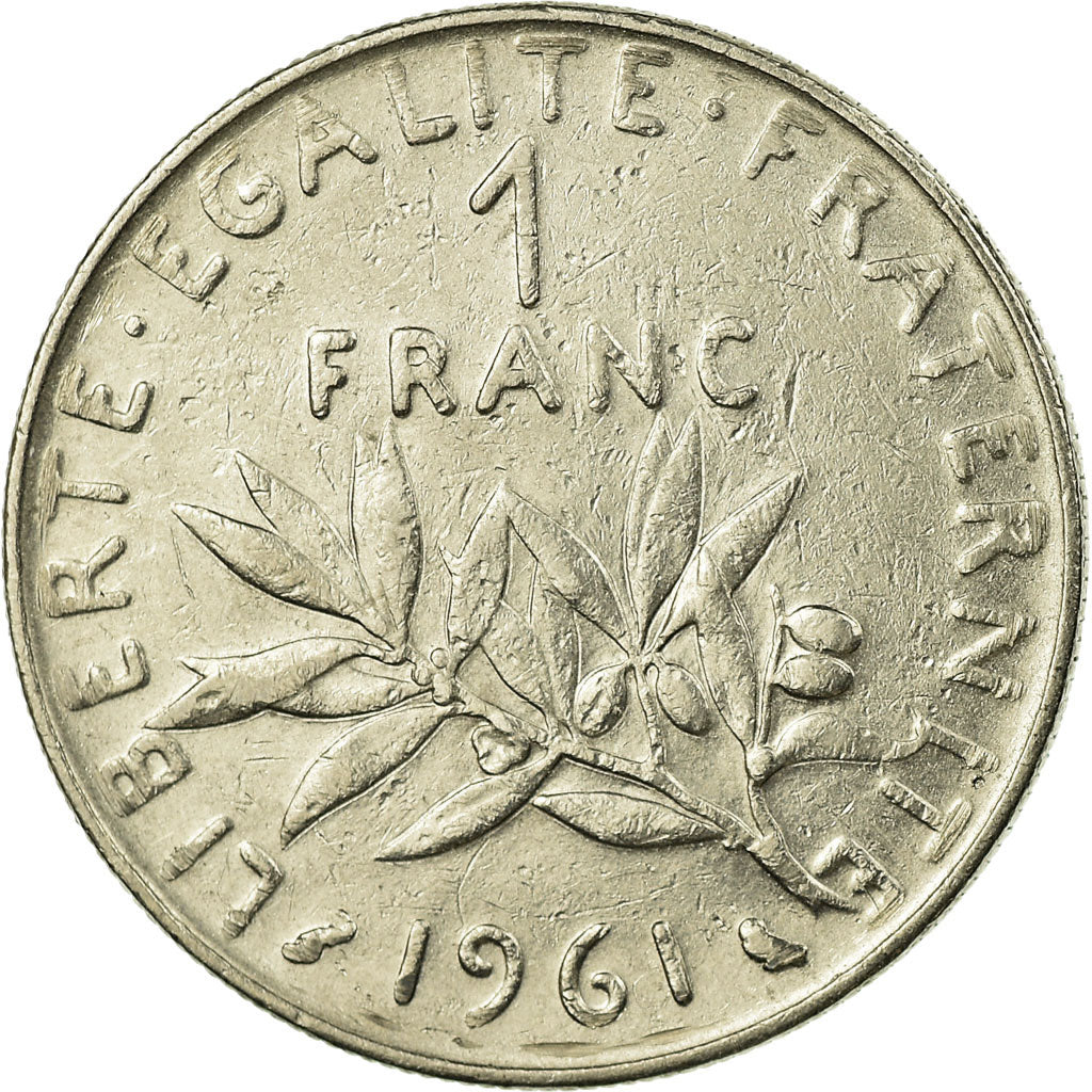 Moneta, Francja, Semeuse, Franc, 1961, Paris, EF(40-45), Nikiel, KM:925.1