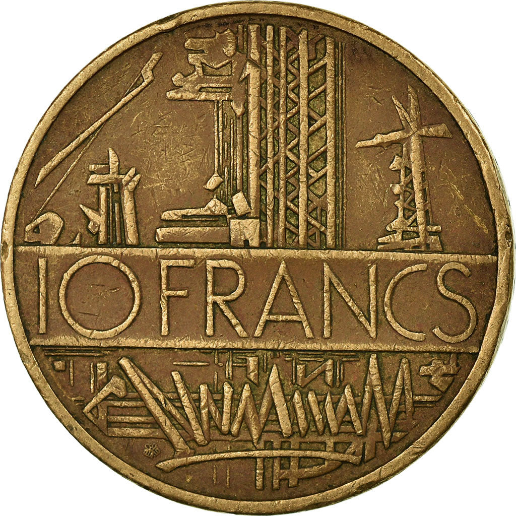 Moeda, França, Mathieu, 10 Francs, 1977, Paris, EF(40-45), Níquel-Latão