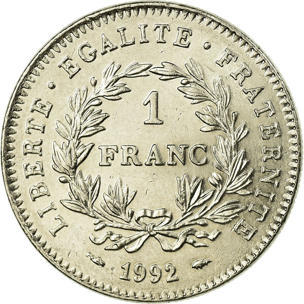 Moneda, Francia, République, Franc, 1992, Paris, MBC+, Níquel, KM:1004.1