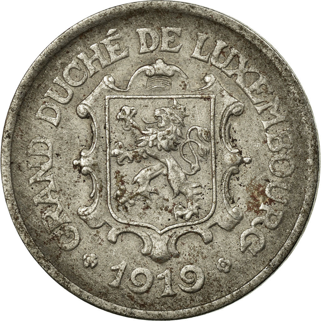 Coin, Luxembourg, Charlotte, 25 Centimes, 1919, AU(50-53), Iron, KM:32