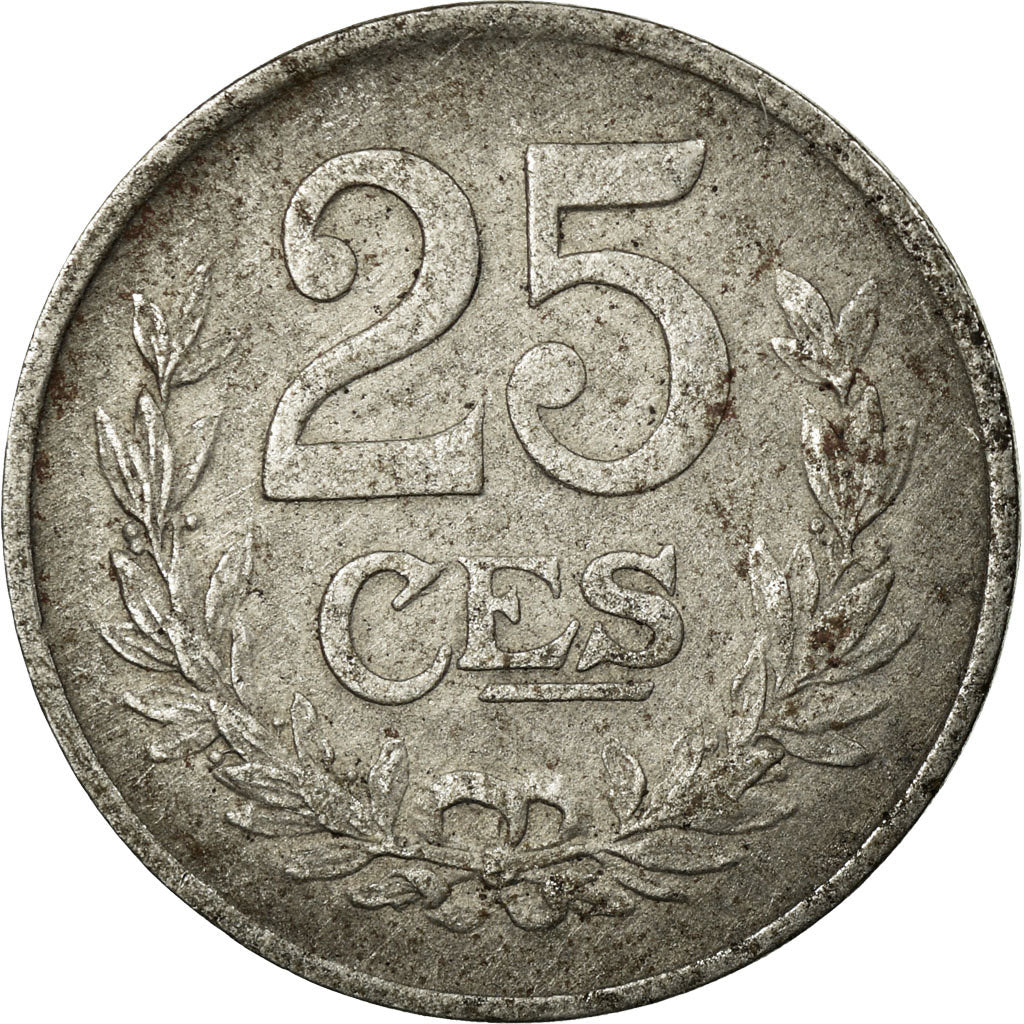 Coin, Luxembourg, Charlotte, 25 Centimes, 1919, AU(50-53), Iron, KM:32