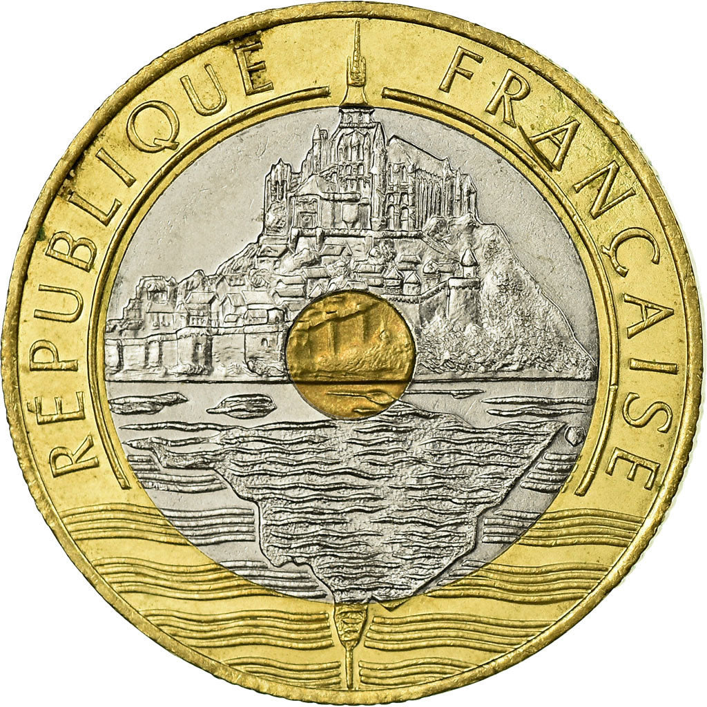 Moeda, França, Mont Saint Michel, 20 Francs, 1992, Paris, EF(40-45)