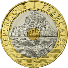 Moeda, França, Mont Saint Michel, 20 Francs, 1992, Paris, EF(40-45)