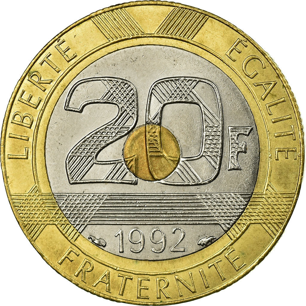 Moeda, França, Mont Saint Michel, 20 Francs, 1992, Paris, EF(40-45)