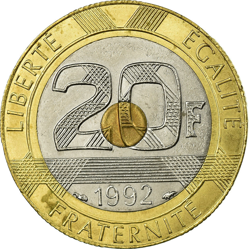 Münze, Frankreich, Mont Saint Michel, 20 Francs, 1992, Paris, SS, Tri-Metallic
