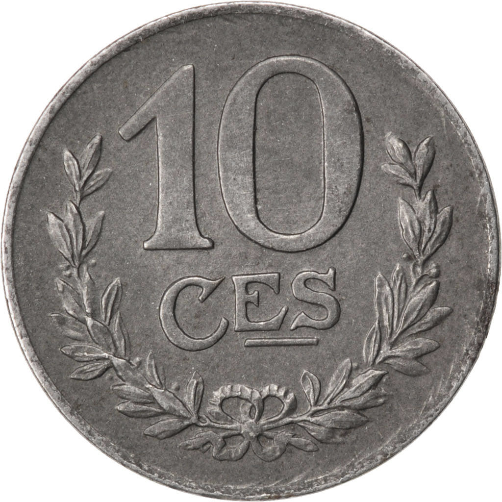 LUXEMBOURG, 10 Centimes, 1921, KM #31, AU(55-58), Iron, 3.24