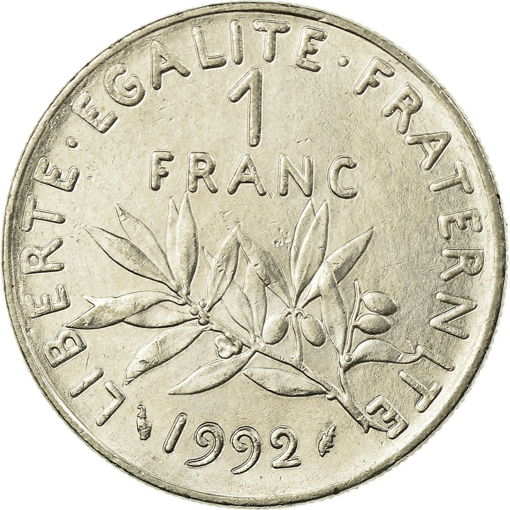 Moneta, Francja, Semeuse, Franc, 1992, EF(40-45), Nikiel, KM:925.2, Gadoury:474