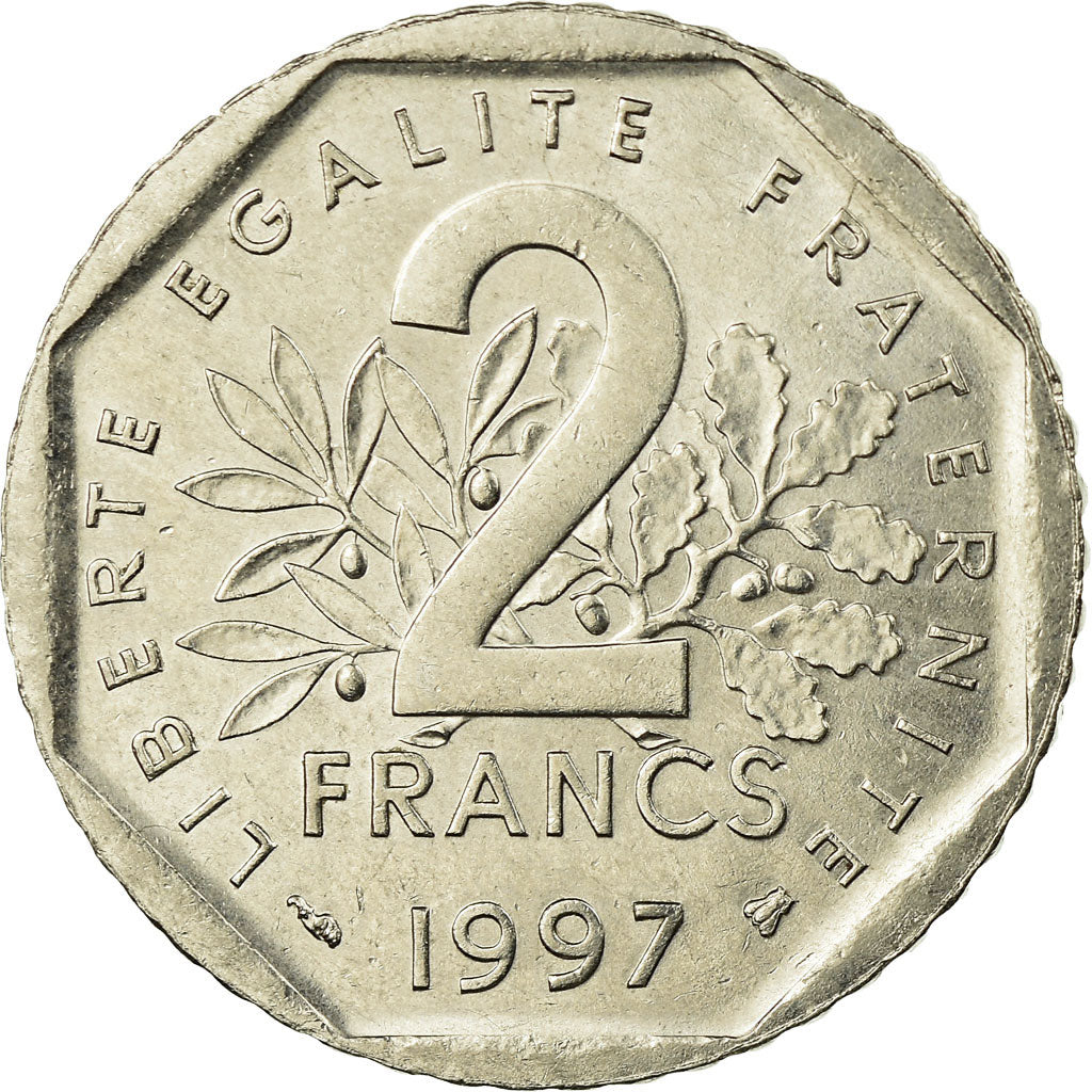 Moneda, Francia, Semeuse, 2 Francs, 1997, MBC, Níquel, KM:942.2, Gadoury:547