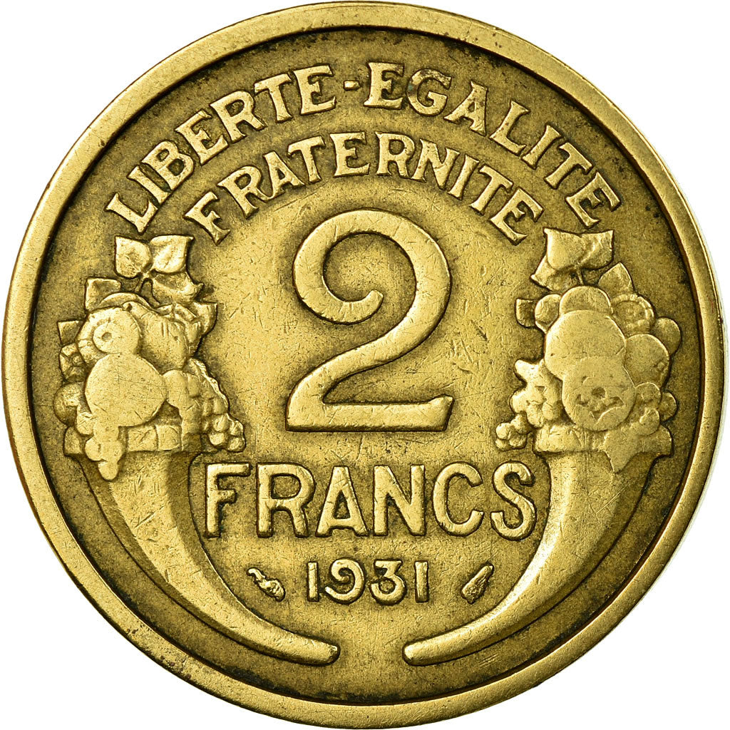Moneta, Francja, Morlon, 2 Francs, 1931, Paris, EF(40-45), Aluminium-Brąz
