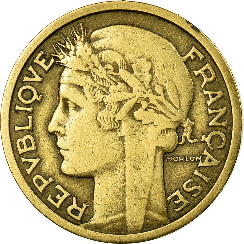 Moeda, França, Morlon, 2 Francs, 1934, Paris, EF(40-45), Alumínio-Bronze