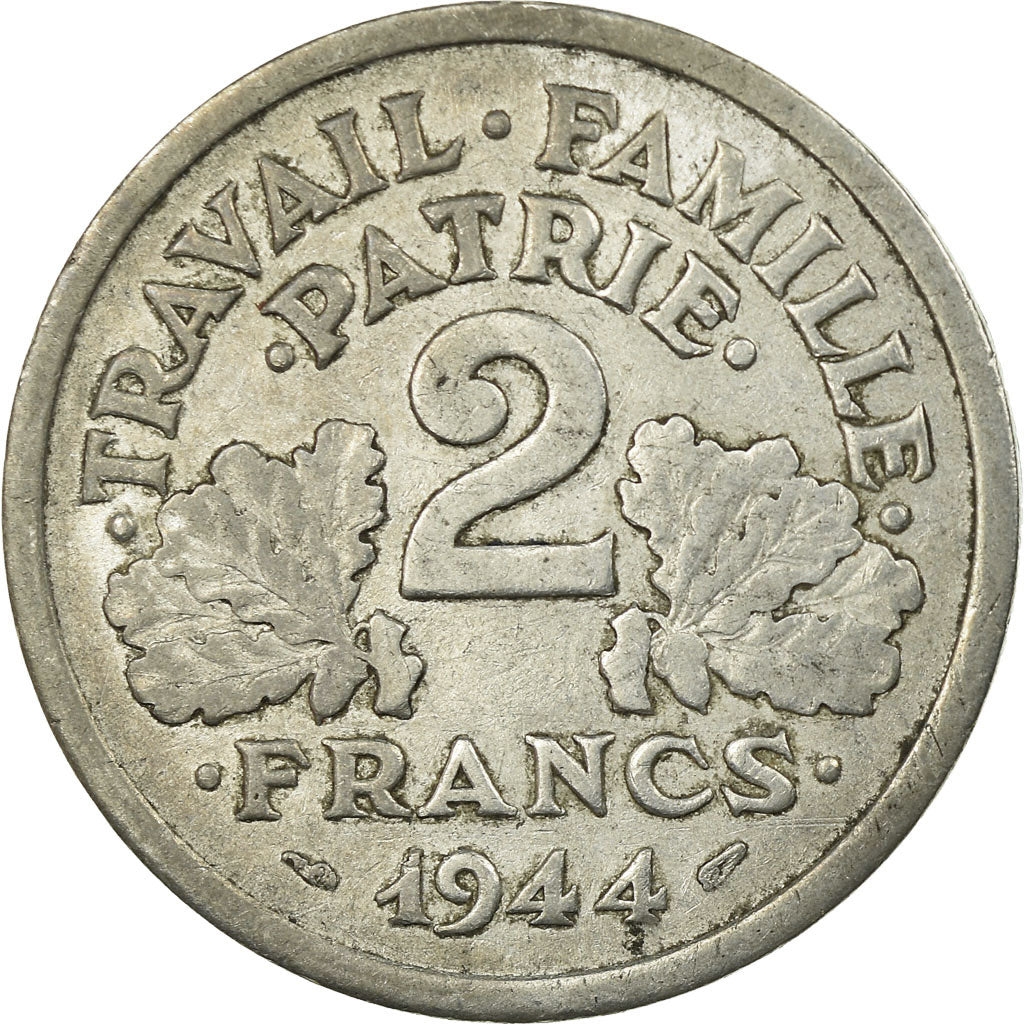 Coin, France, Bazor, 2 Francs, 1944, Castelsarrasin, EF(40-45), Aluminum