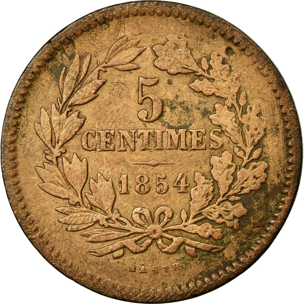 Coin, Luxembourg, William III, 5 Centimes, 1854, Utrecht, VF(20-25), Bronze