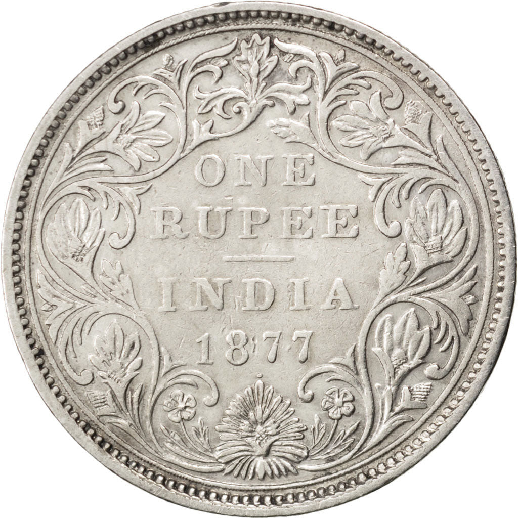 INDIA-BRITISH, Rupee, 1877, KM #492, EF(40-45), Silver, 30.79, 11.53