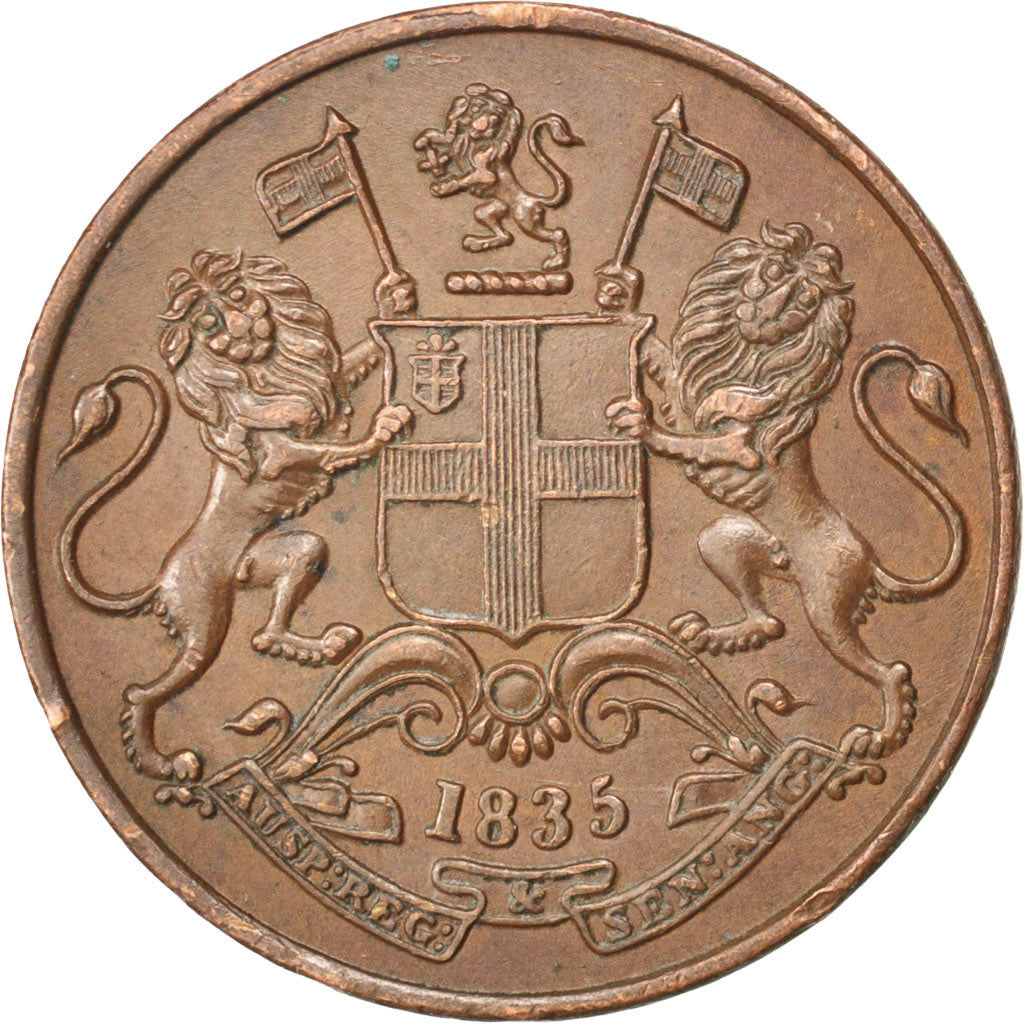 INDIA-BRITISH, 1/4 Anna, 1835, KM #446.2, AU(55-58), Copper, 26.25, 6.57
