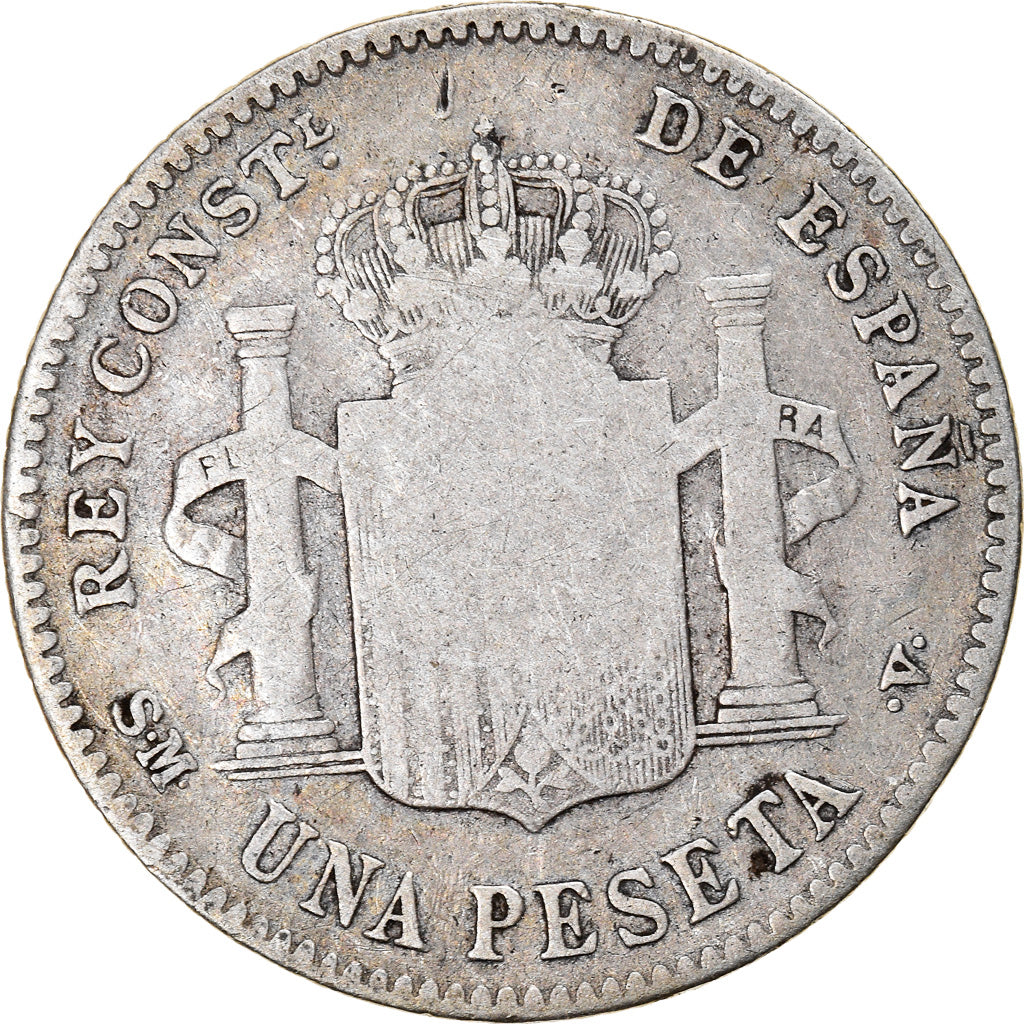 Coin, Spain, Alfonso XIII, Peseta, 1900, Valencia, F(12-15), Silver, KM:706