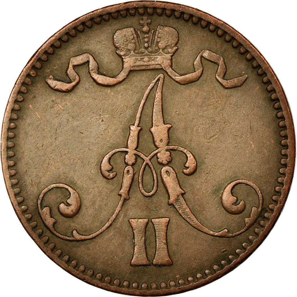 Monnaie, Finlande, Alexander II, 5 Pennia, 1866, TTB+, Cuivre, KM:4.1