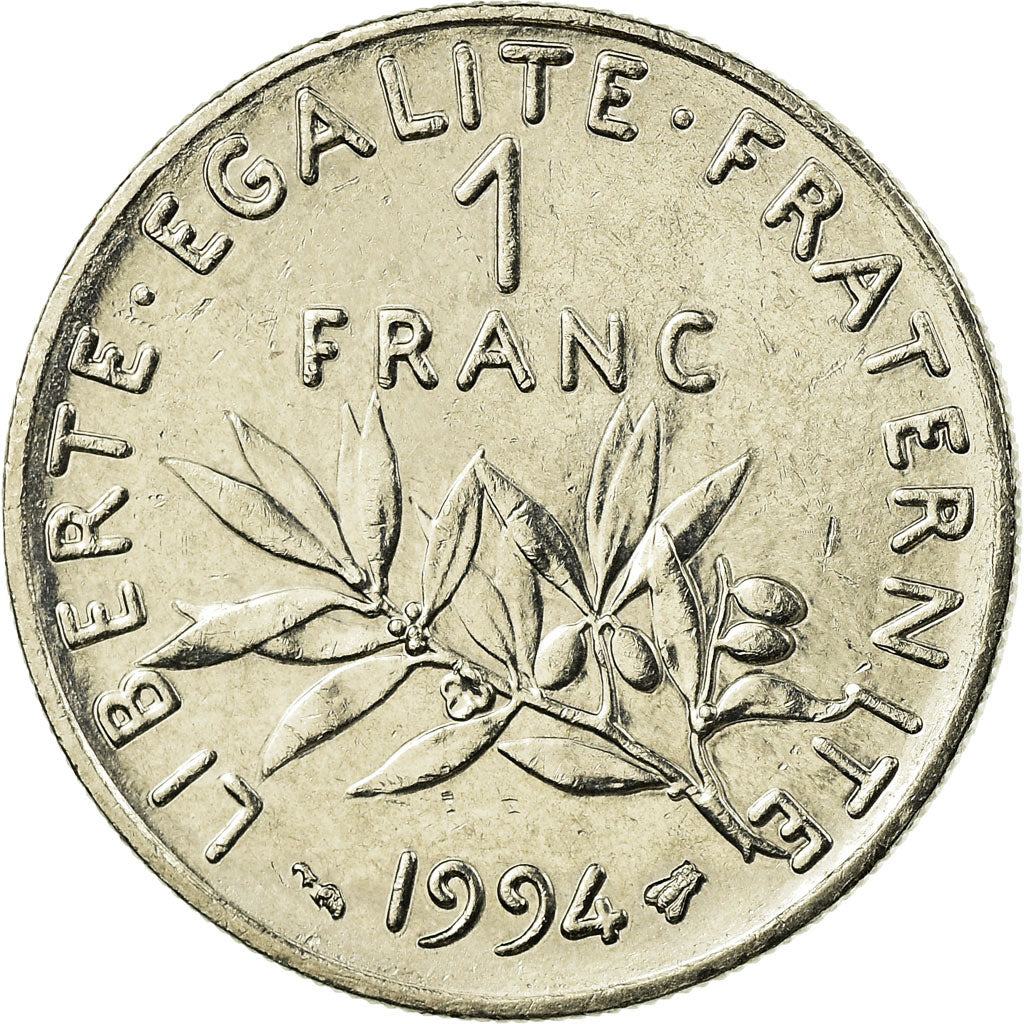 Moneta, Francja, Semeuse, Franc, 1994, Paris, AU(55-58), Nikiel, KM:925.1