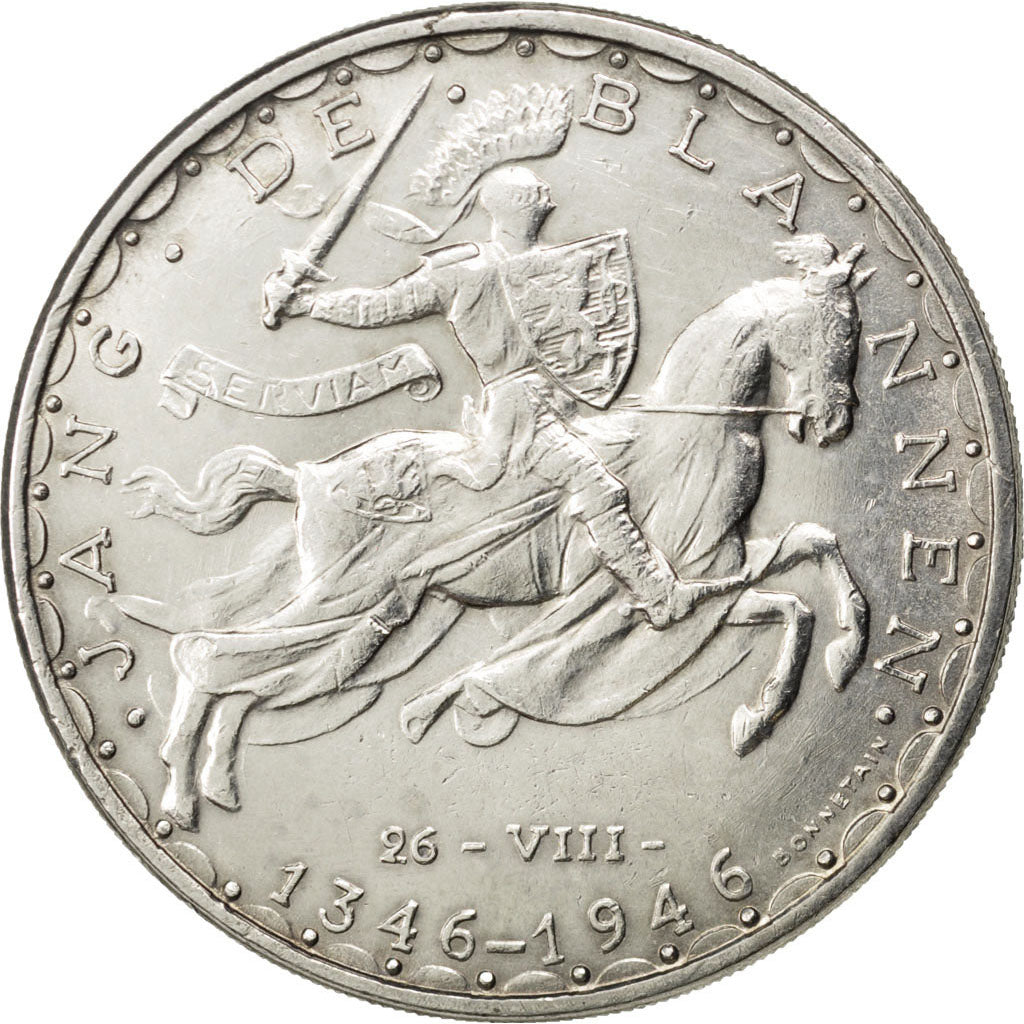 LUXEMBOURG, 100 Francs, 1946, KM #49, AU(50-53), Silver, 37, 24.95