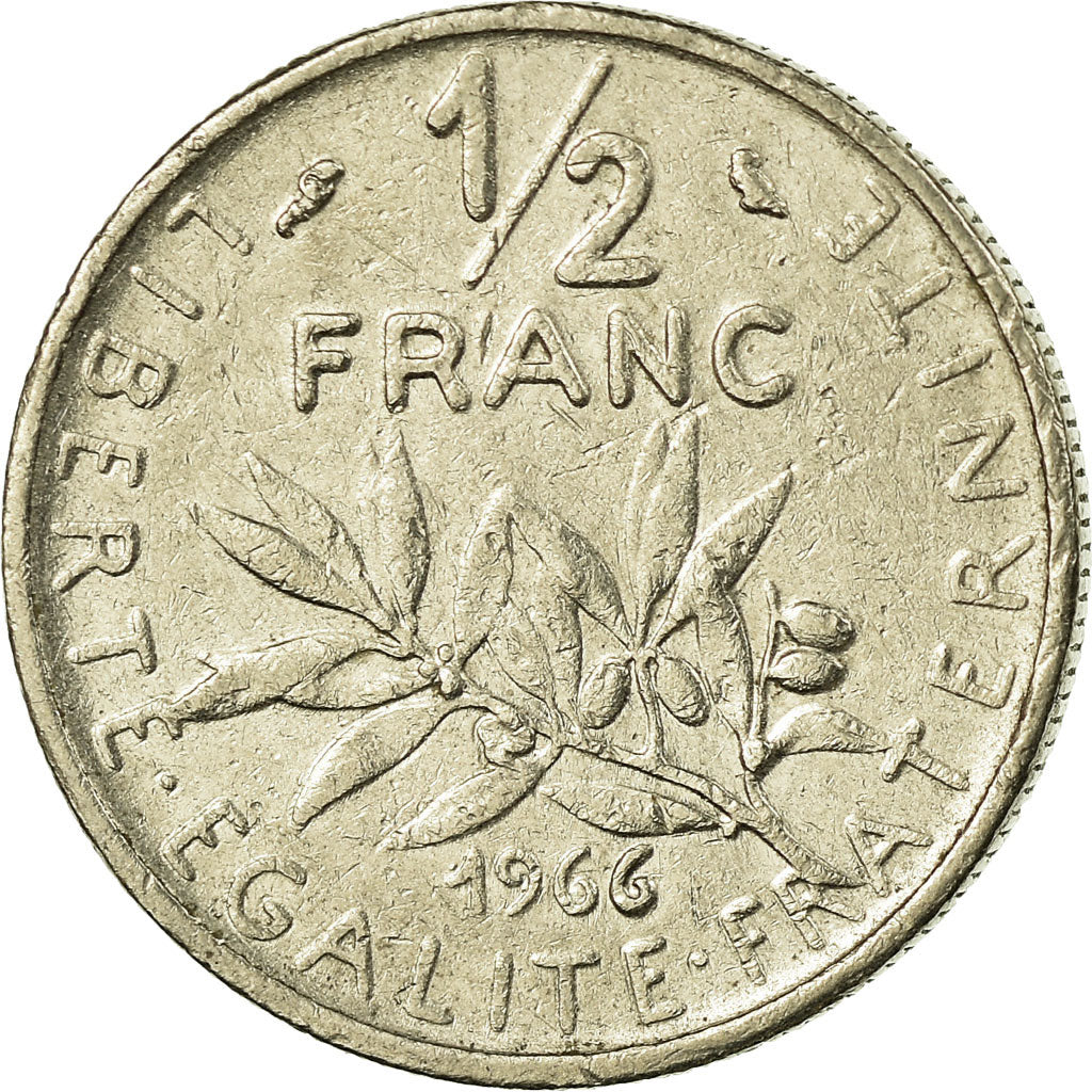 Moneta, Francja, Semeuse, 1/2 Franc, 1966, Paris, EF(40-45), Nikiel, KM:931.1