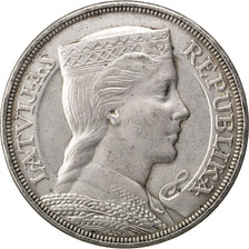 LATVIA, 5 Lati, 1929, KM #9, AU(50-53), Silver, 37, 24.98