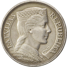 Lettonia, 5 Lati, 1931, BB+, Argento, KM:9