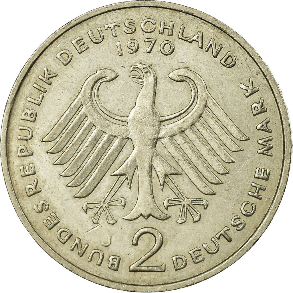 Coin, GERMANY - FEDERAL REPUBLIC, 2 Mark, 1970, Hambourg, EF(40-45)