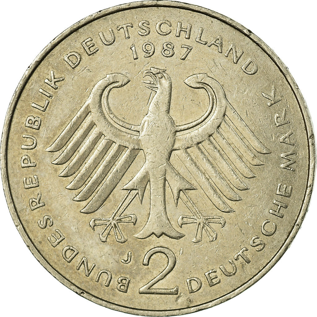 Moneta, GERMANIA - REPUBBLICA FEDERALE, 2 Mark, 1987, Hambourg, BB, Nichel