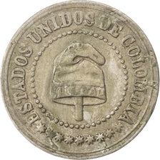 COLOMBIA, 2-1/2 Centavos, 1886, Heaton, KM #182, EF(40-45), Copper-Nickel, 1.08