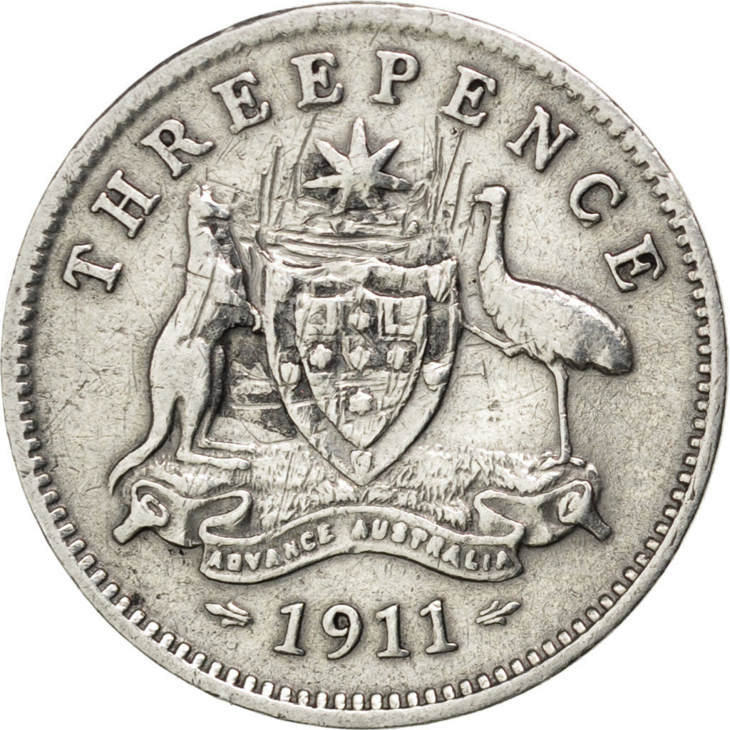 AUSTRALIA, Threepence, 1911, KM #24, VF(30-35), Silver, 16.1, 1.35
